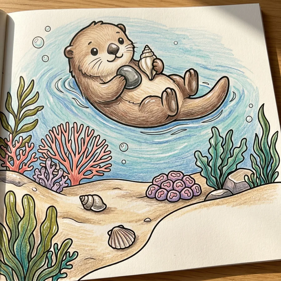 A reader's page, colored in