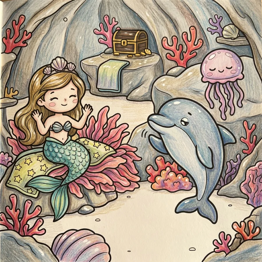 A reader's page, colored in