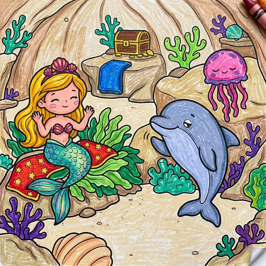 A reader's page, colored in