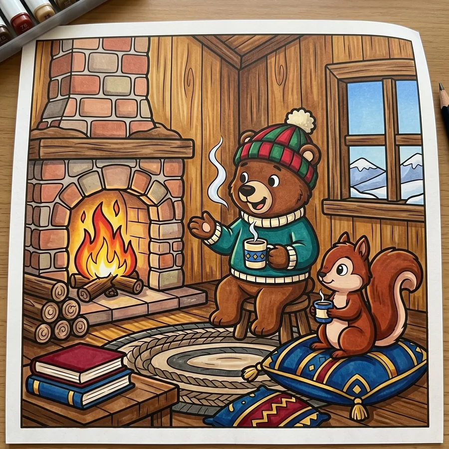 A reader's page, colored in